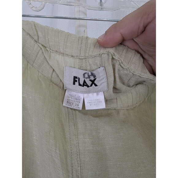 FLAX 2G 2X Light Green 100% Linen Pants Lagenlook 24" Crop Capri Floods (M12) - Picture 5 of 7
